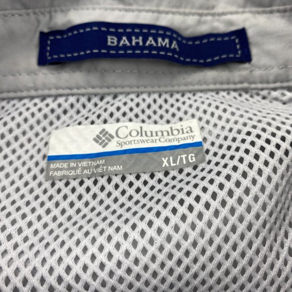 Columbia PFG Bahama OMNI-SHADE Shirt Men Extra Large XL Gray Button Down Outdoor - Picture 6 of 14